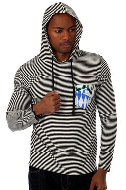 00 Nothing Black Stripe Blue Panther Hooded Shirt thumbnail 2