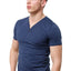 Trend Blue Marle Y-Neck Henley Tee