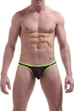 PetitQ Black-Mesh/Neon-Yellow Thong thumbnail 2
