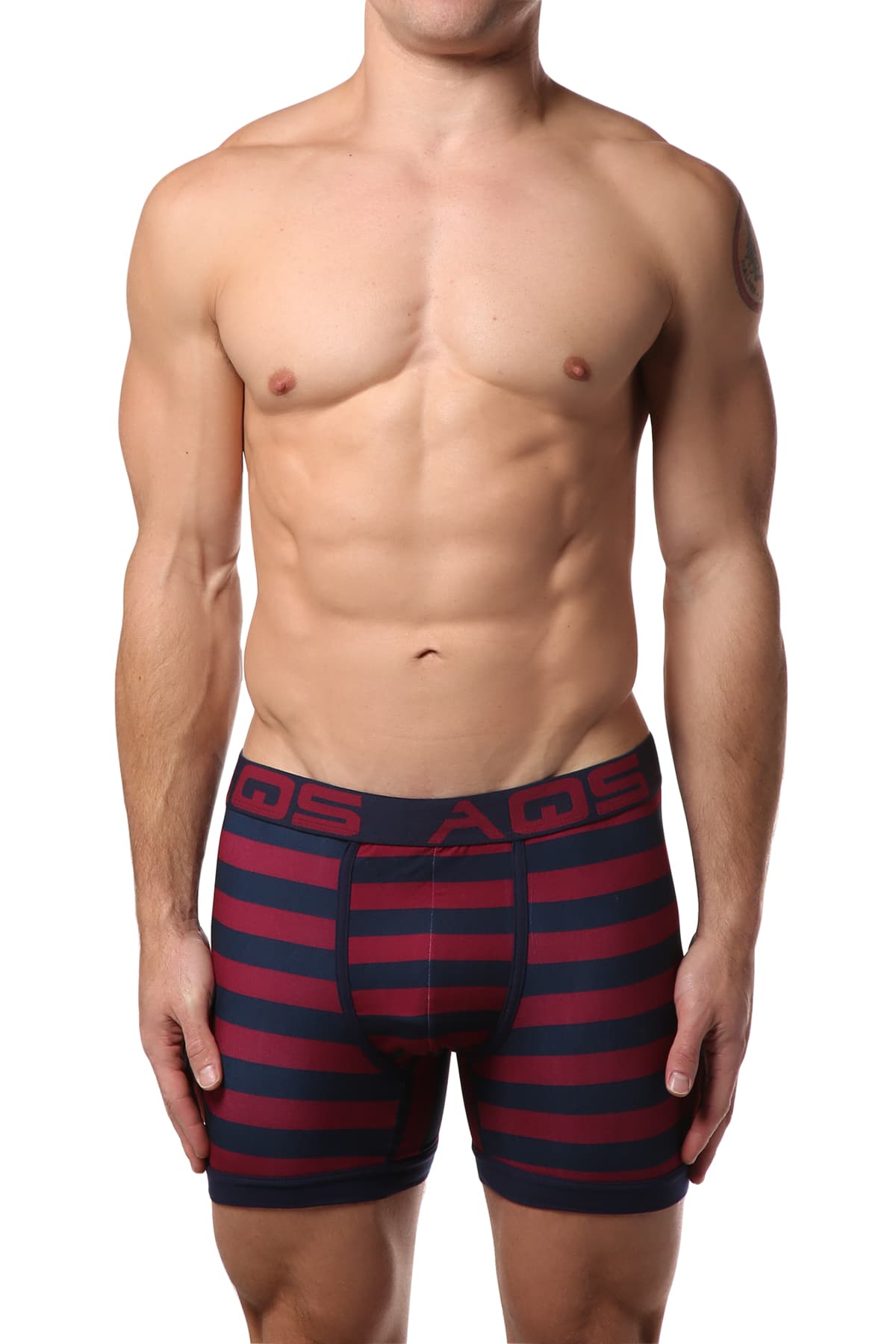 AQS 3pk Teal, Black & Burgundy Stripe Boxer Brief