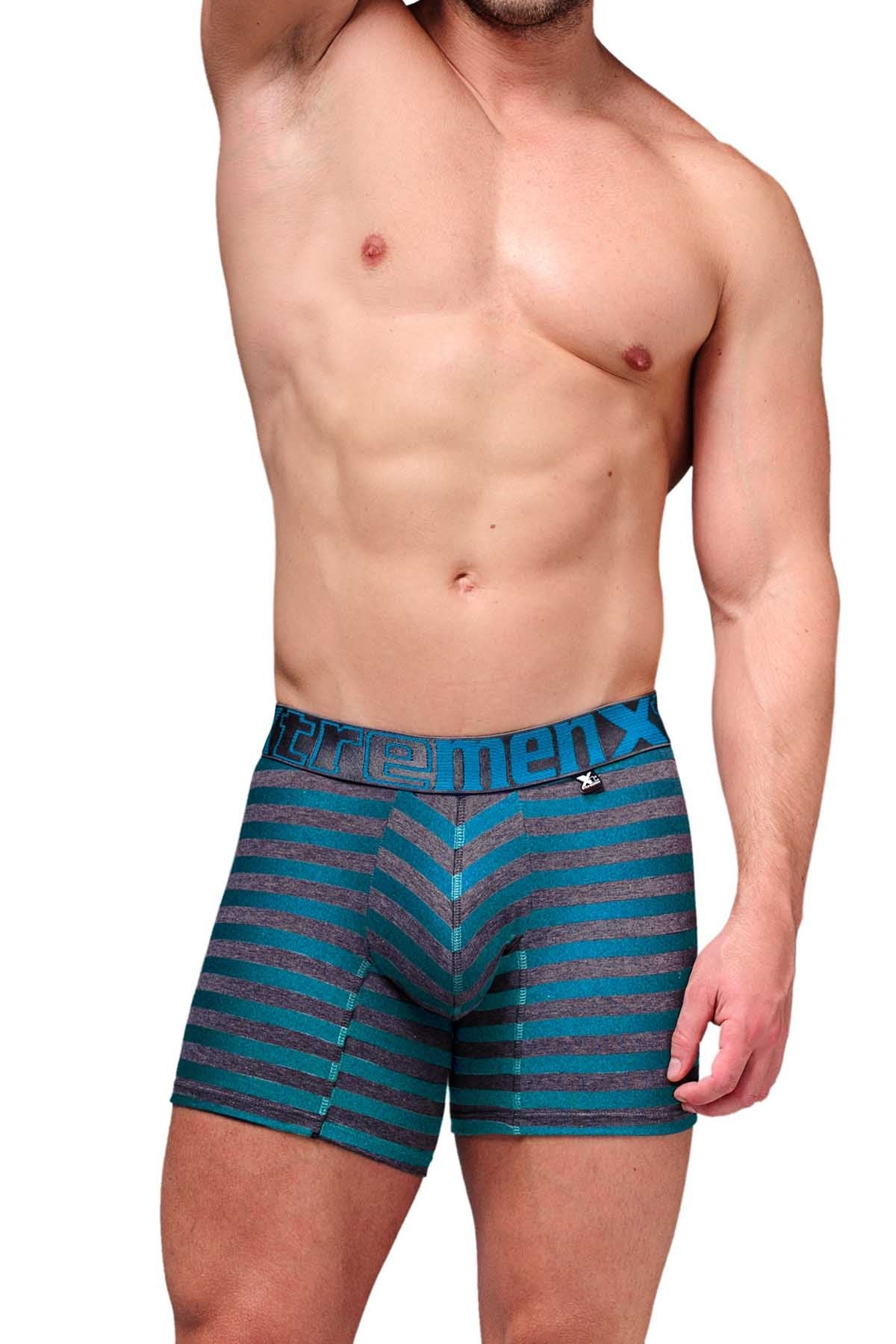 Xtremen Turquoise Large Stripes Boxer Brief