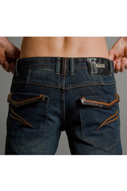 Smash Dark Denim Leather-Trim Jean thumbnail 3