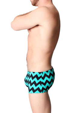 Timoteo Turquoise Zig Zag Swim Trunk thumbnail 3