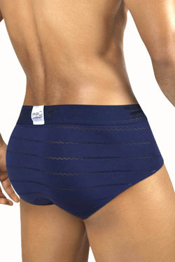 PPÜ Navy-Blue Stripe Microfiber Contour-Pouch Brief thumbnail 4