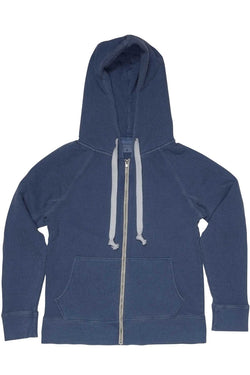 Rxmance Unisex Denim Blue Hooded Zip Sweatshirt thumbnail 1