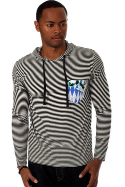 00 Nothing Black Stripe Blue Panther Hooded Shirt thumbnail 4