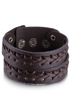 Brown Leather Bradded Wrapped Bracelet thumbnail 1