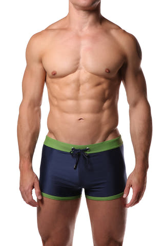 Kine Navy & Green Swim Trunks