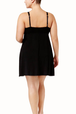 Thalia Sodi Intimates Deep-Black Satin-Trim Lace Knit Chemise thumbnail 2