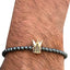 18K Gold Plated Micro Pave CZ Crown Hematite Skinny Healing Bracelet