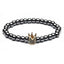 18K Gold Plated Micro Pave CZ Crown Hematite Skinny Healing Bracelet
