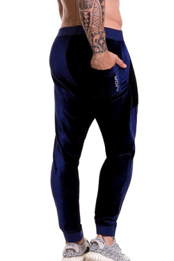 Jor Navy-Blue Velvet Athletic Long Pant thumbnail 2