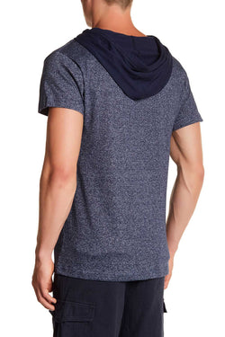 Pop Icon Navy Colby Short Sleeve Hoodie T-Shirt thumbnail 2