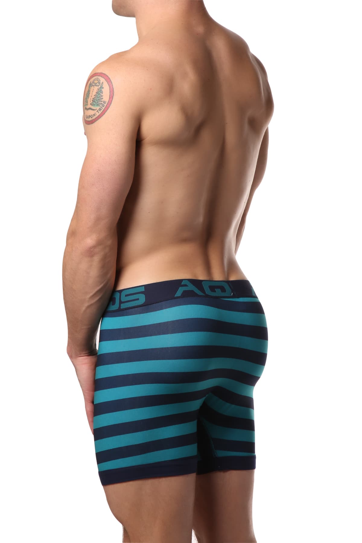 AQS 3pk Teal, Black & Burgundy Stripe Boxer Brief