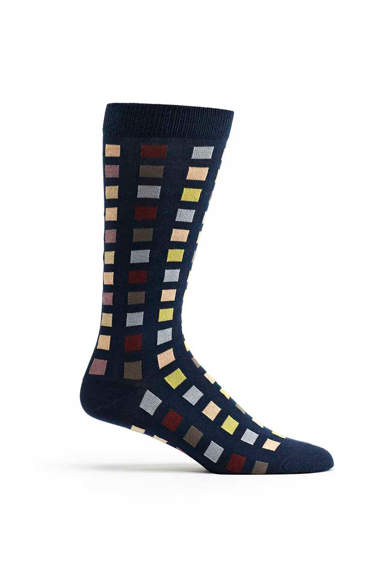 Ozone Navy Square Flair Crew Sock