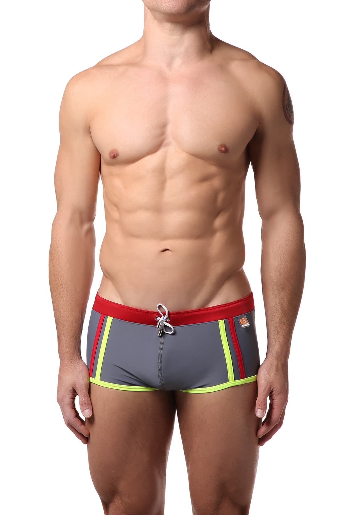 Gigo Grey & Red Active Swim Boxer
