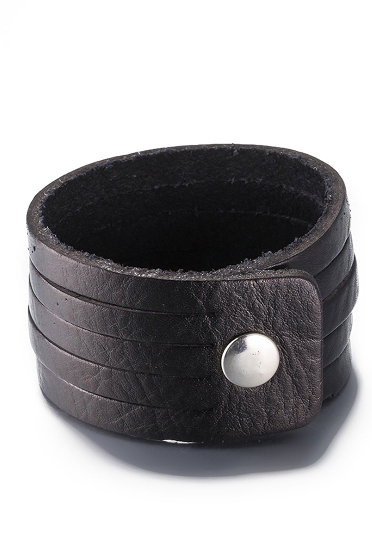 Black Leather Strap Wristband