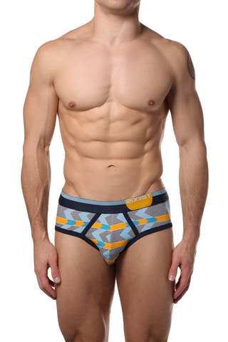 2(X)IST Zig Zag Stripe-Saffron Graphic Cotton Brief