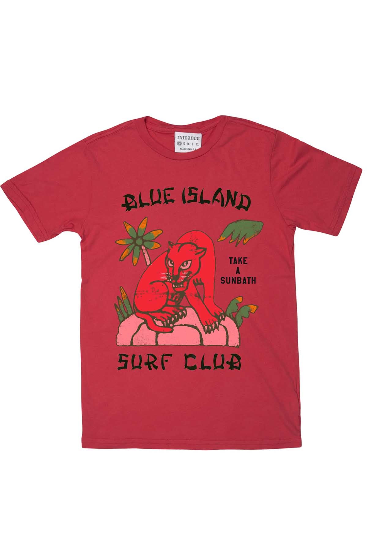 Rxmance Unisex Fire Red Blue Island Crew Tee