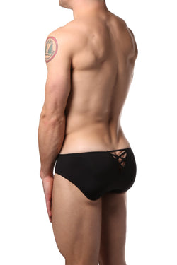 Male Basics Black Microfiber Crossed Bikini thumbnail 2