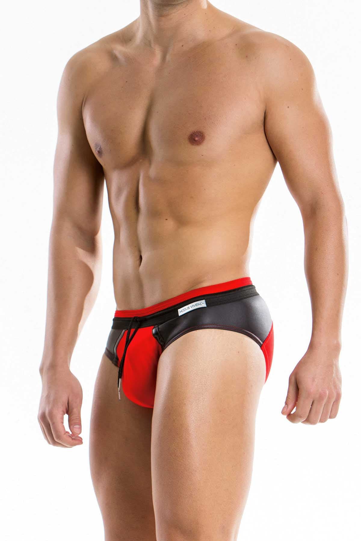Modus Vivendi Black/Red Leather-Look Blend Brief