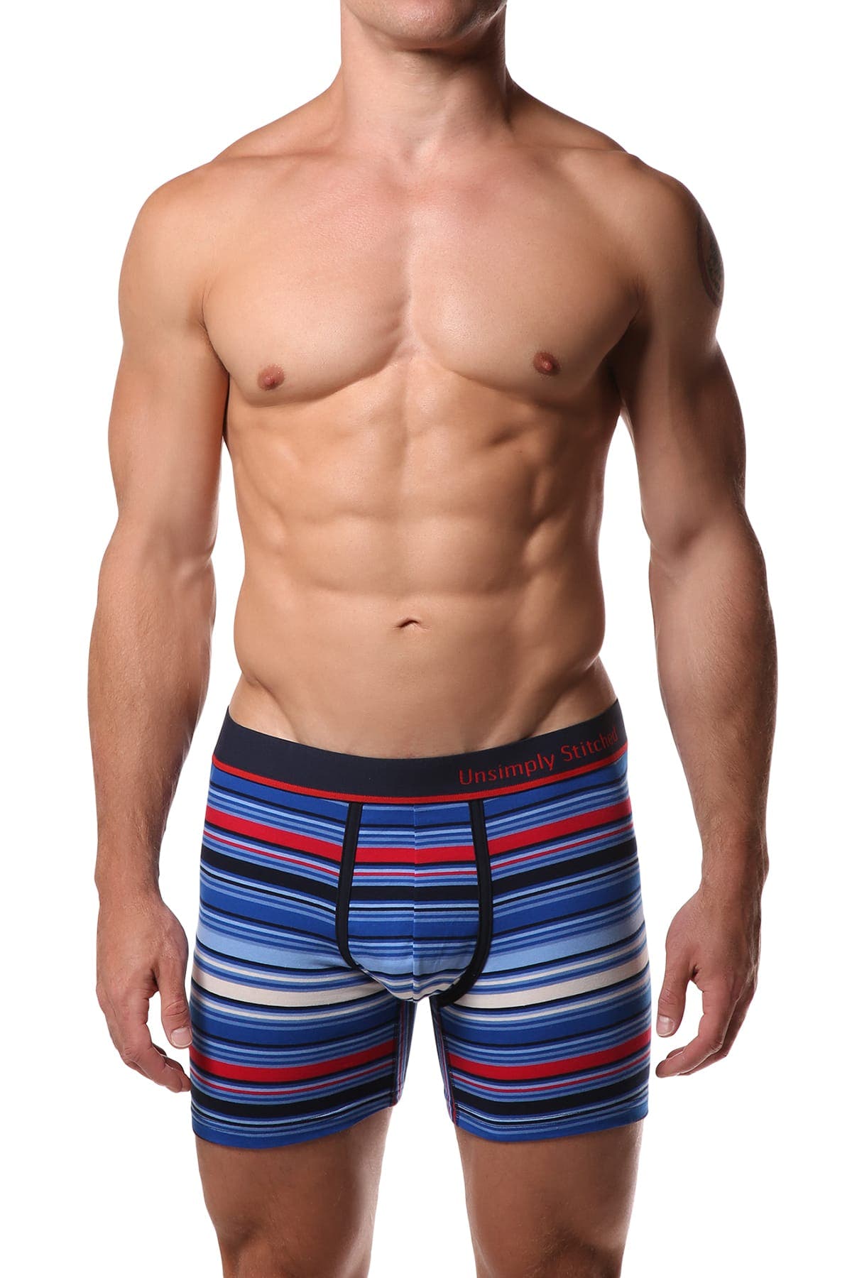 Unsimply Stitched Blue Multi Stripe Boxer Brief