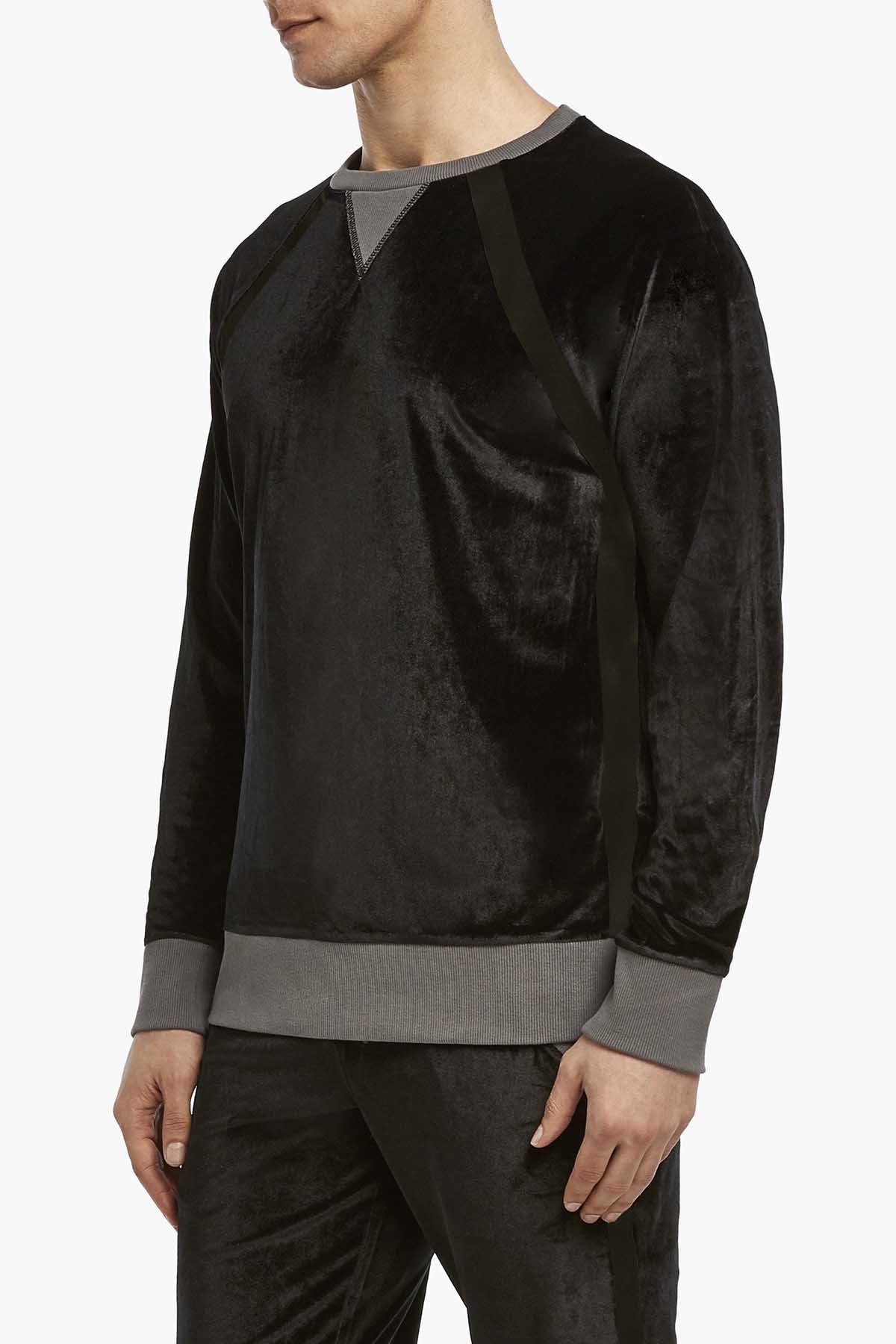 2(X)IST Black After-Hours Velour Crew-Neck Sweatshirt