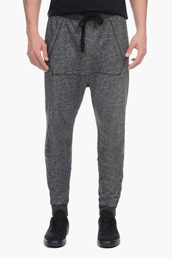2(X)IST Black Heather French Terry Drop-Inseam Pant