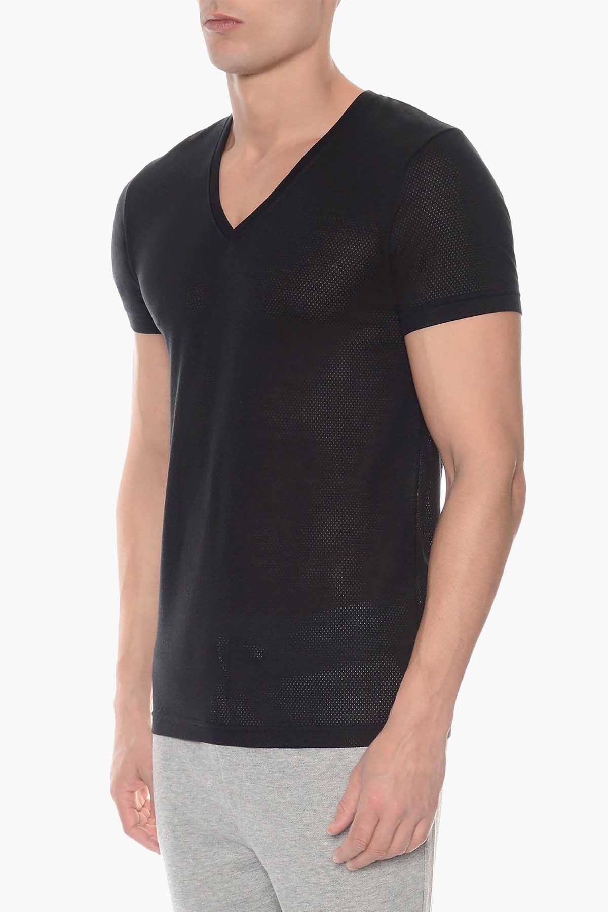 2(X)IST Black Mesh V-Neck Tee