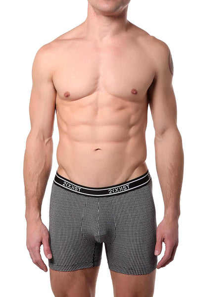 2(X)IST Black Micro-Grid Print Graphic Modal Boxer Brief