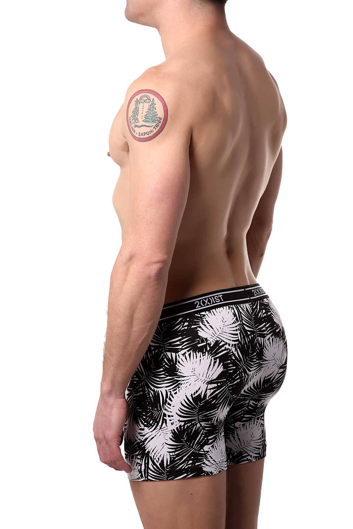 2(X)IST Black Palm-Leaf Print Graphic Modal Boxer Brief