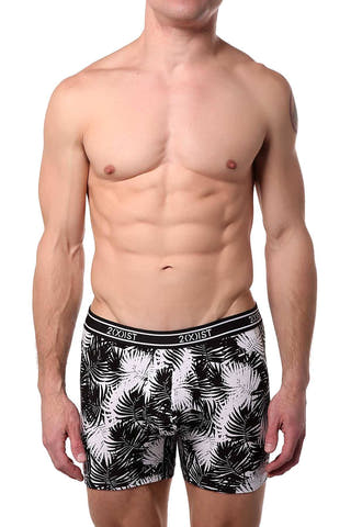 2(X)IST Black Palm-Leaf Print Graphic Modal Boxer Brief