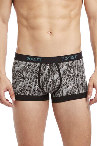 2(X)IST Black/White Digi-Zebra Print Graphic Cotton No-Show Trunk