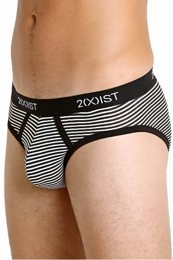 2(X)IST Black/White Striped-Print Graphic Cotton Bikini