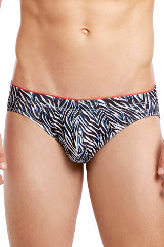 2(X)IST Black/White Zebra-Printed Sliq Micro Brief