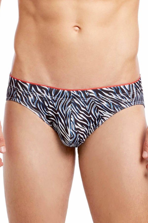 2(X)IST Black/White Zebra-Printed Sliq Micro Brief