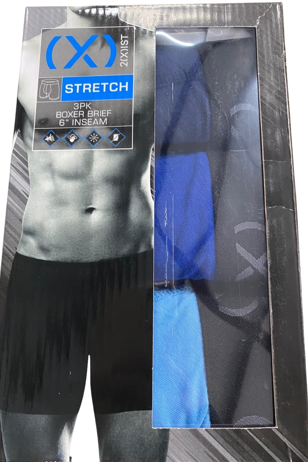 2(X)IST Blue 6" Inseam Cotton Boxer Brief 3-pack
