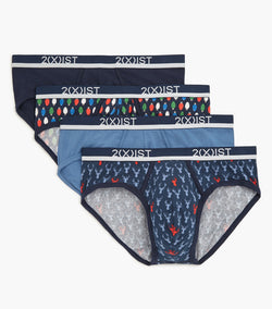 2(X)IST Blue Cotton Stretch No Show Brief 3+1 Bonus Pack thumbnail 1