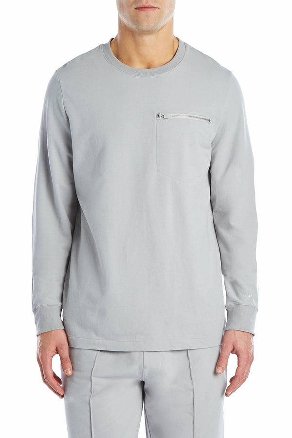 2(X)IST Cement-Grey Classic Zip-Pocket Sweatshirt
