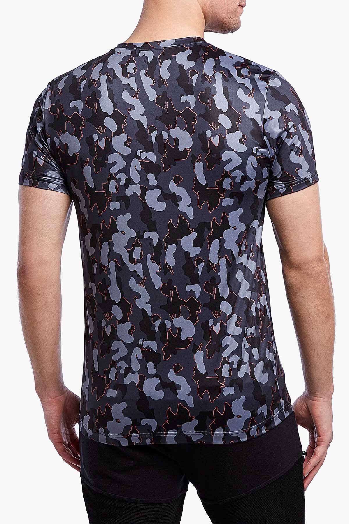 2(X)IST Charcoal/Golden-Poppy Pop-Camo Military Sport Mesh V-Neck Tee
