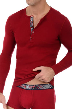 2(X)IST Cranberry Tartan Long Sleeve Henley thumbnail 2
