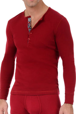 2(X)IST Cranberry Tartan Long Sleeve Henley thumbnail 1