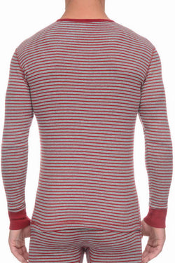 2(X)IST Cranberry & Heather Grey Essential Cotton Long Sleeve Henley thumbnail 2
