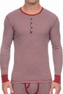 2(X)IST Cranberry & Heather Grey Essential Cotton Long Sleeve Henley thumbnail 1