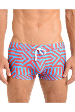 2(X)IST Electric Red Block Stripe Swim Trunk thumbnail 1