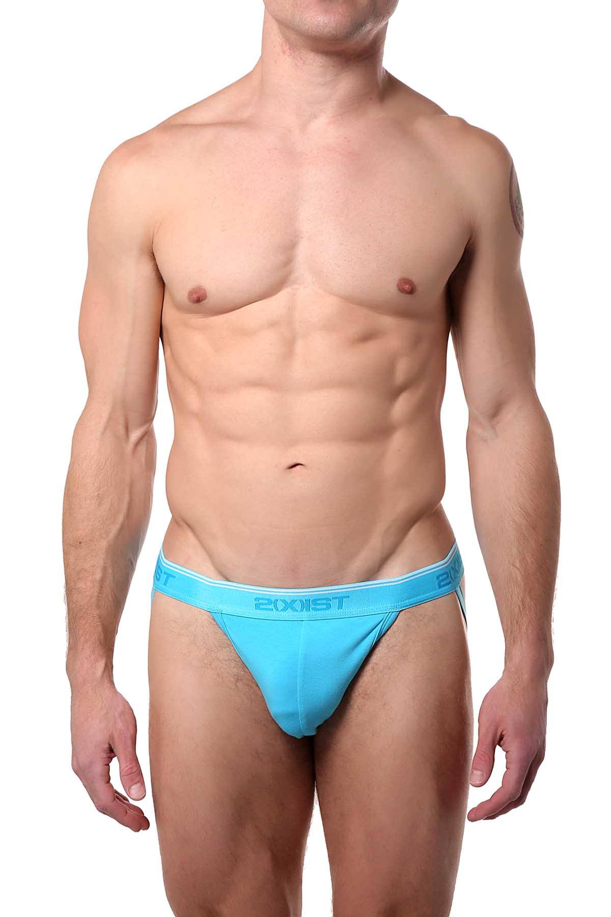 2(X)IST Estate Blue/Blue Atoll/Gem Green Cotton Stretch 3-Pack Jockstraps