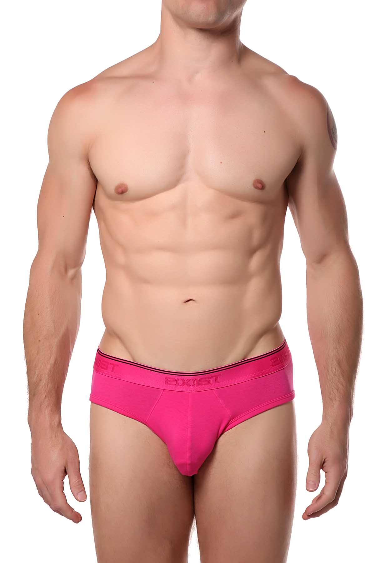 2(X)IST Fuchsia Essential Cotton-Stretch Contour-Pouch No-Show Brief