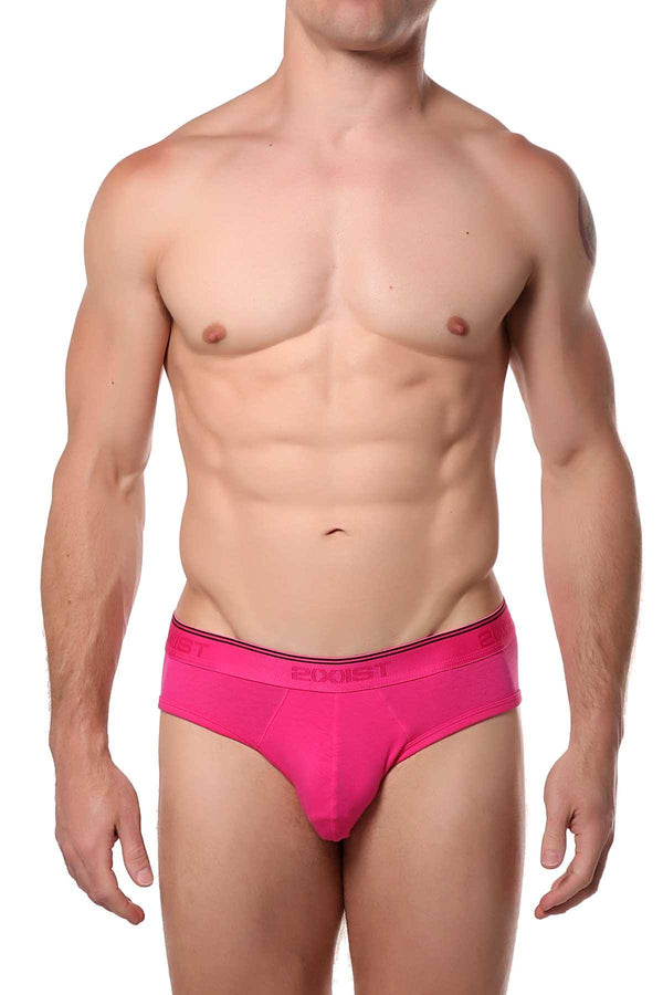 2(X)IST Fuchsia Essential Cotton-Stretch Contour-Pouch No-Show Brief
