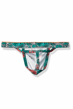 2(X)IST Green Floral/Zebra-Print Sliq-Micro Y-Back Thong thumbnail 3