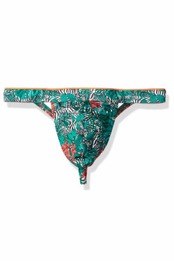 2(X)IST Green Floral/Zebra-Print Sliq-Micro Y-Back Thong thumbnail 2